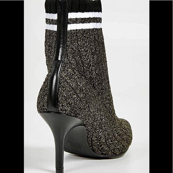 Stuart Weitzman sock booties metallic black heels - Picture 6 of 9